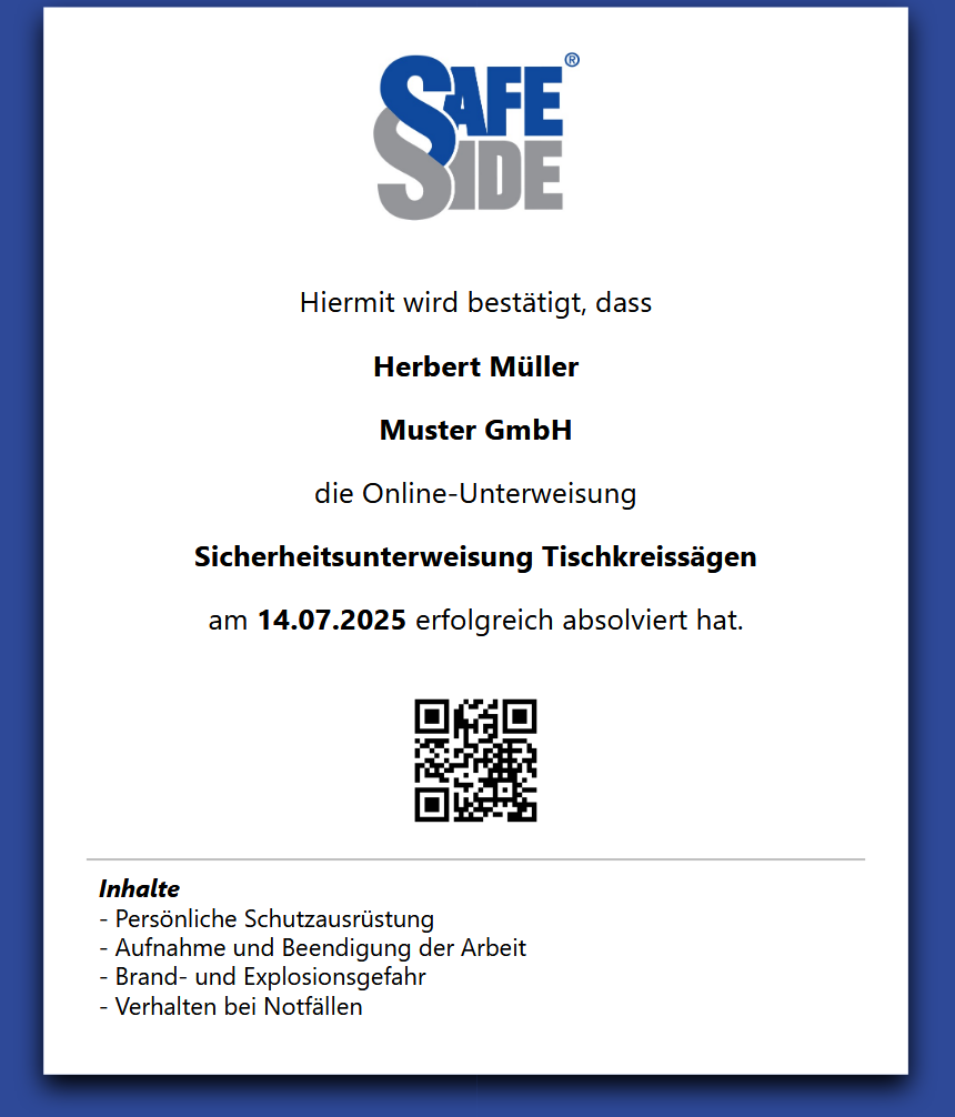 Unterweisungsnachweis