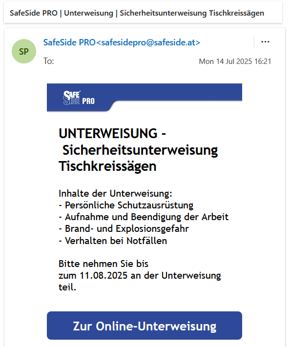 Zugang via E-Mail